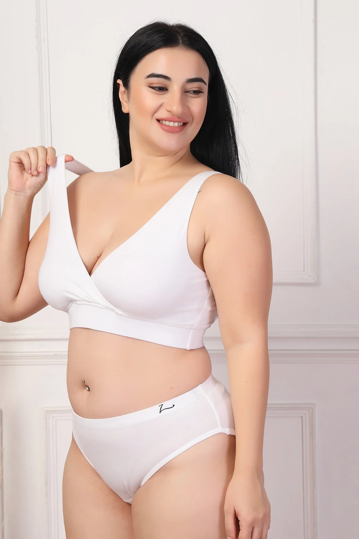 247 White Padded Maternity Feeding Bra and Panty Set - Image 29