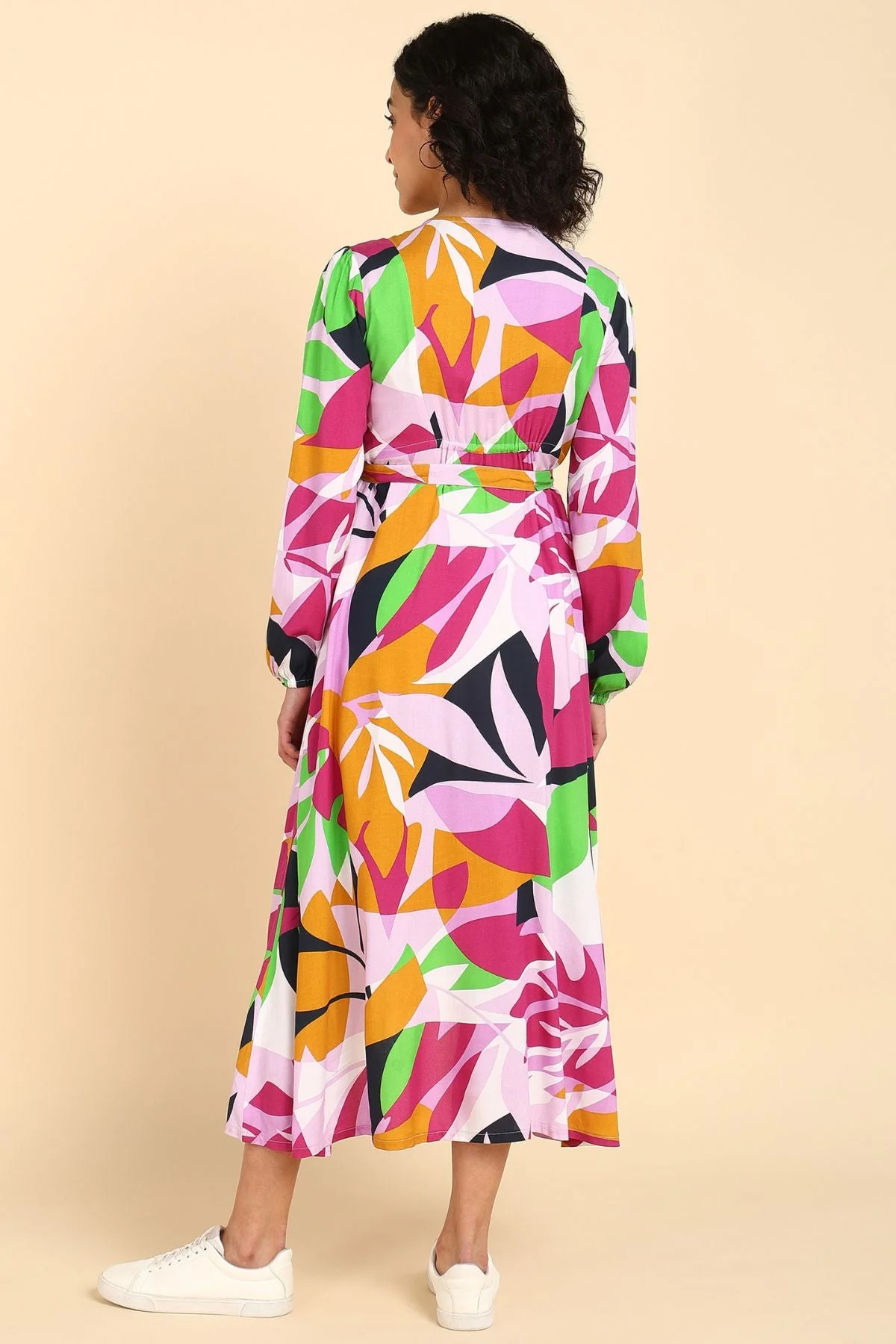 Abstract Tropical Petal-Shaped Rayon Maternity Dress - Image 14
