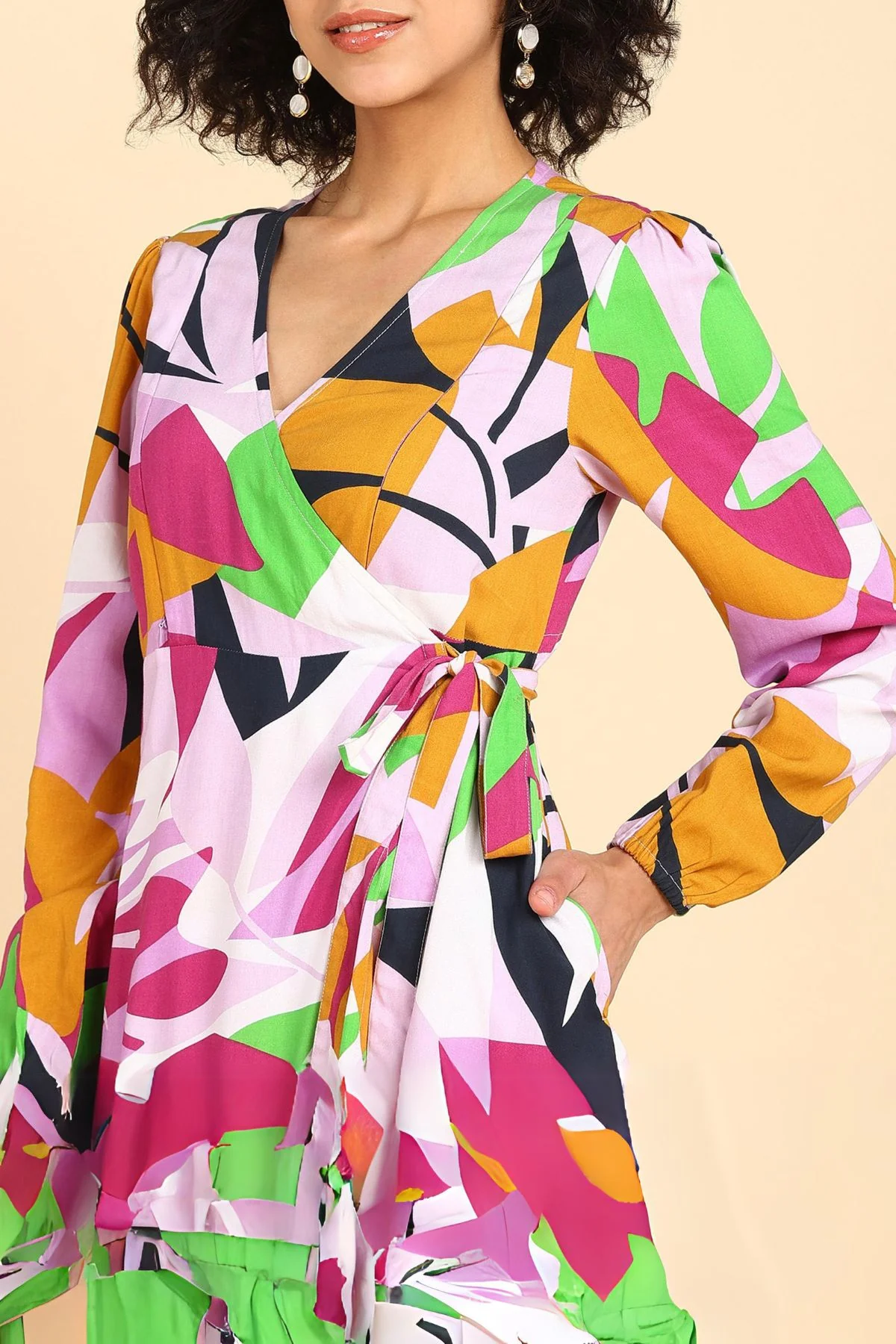 Abstract Tropical Petal-Shaped Rayon Maternity Dress - Image 7