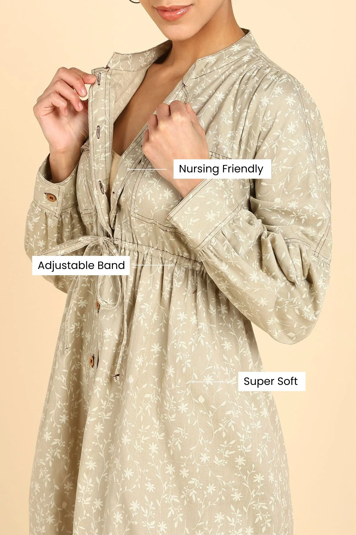 Ditsy Traveller's 100% Cotton Zipless Maternity Dress - Image 8