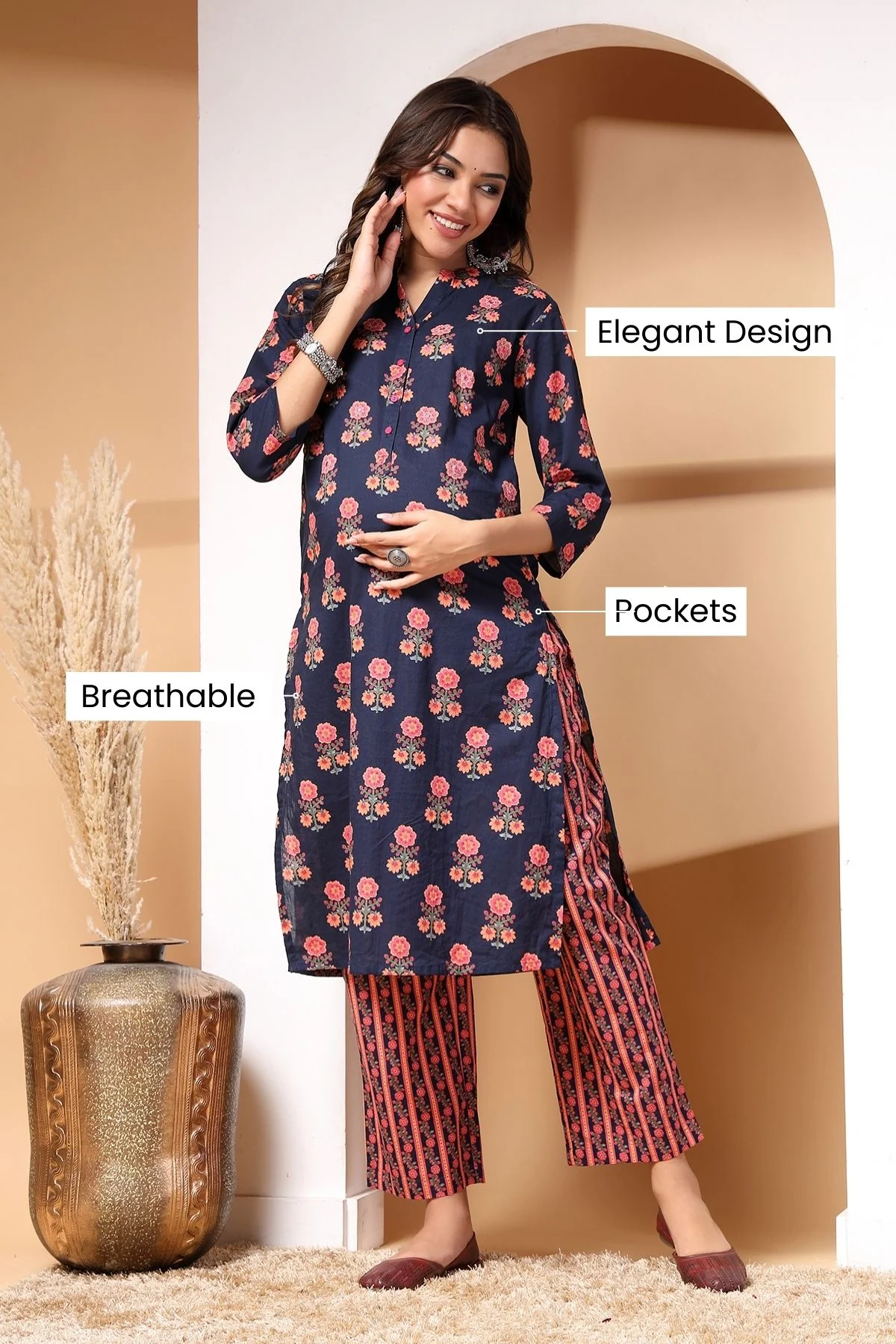 Eden Ensemble Zipless Maternity Feeding Kurta Set - Image 4