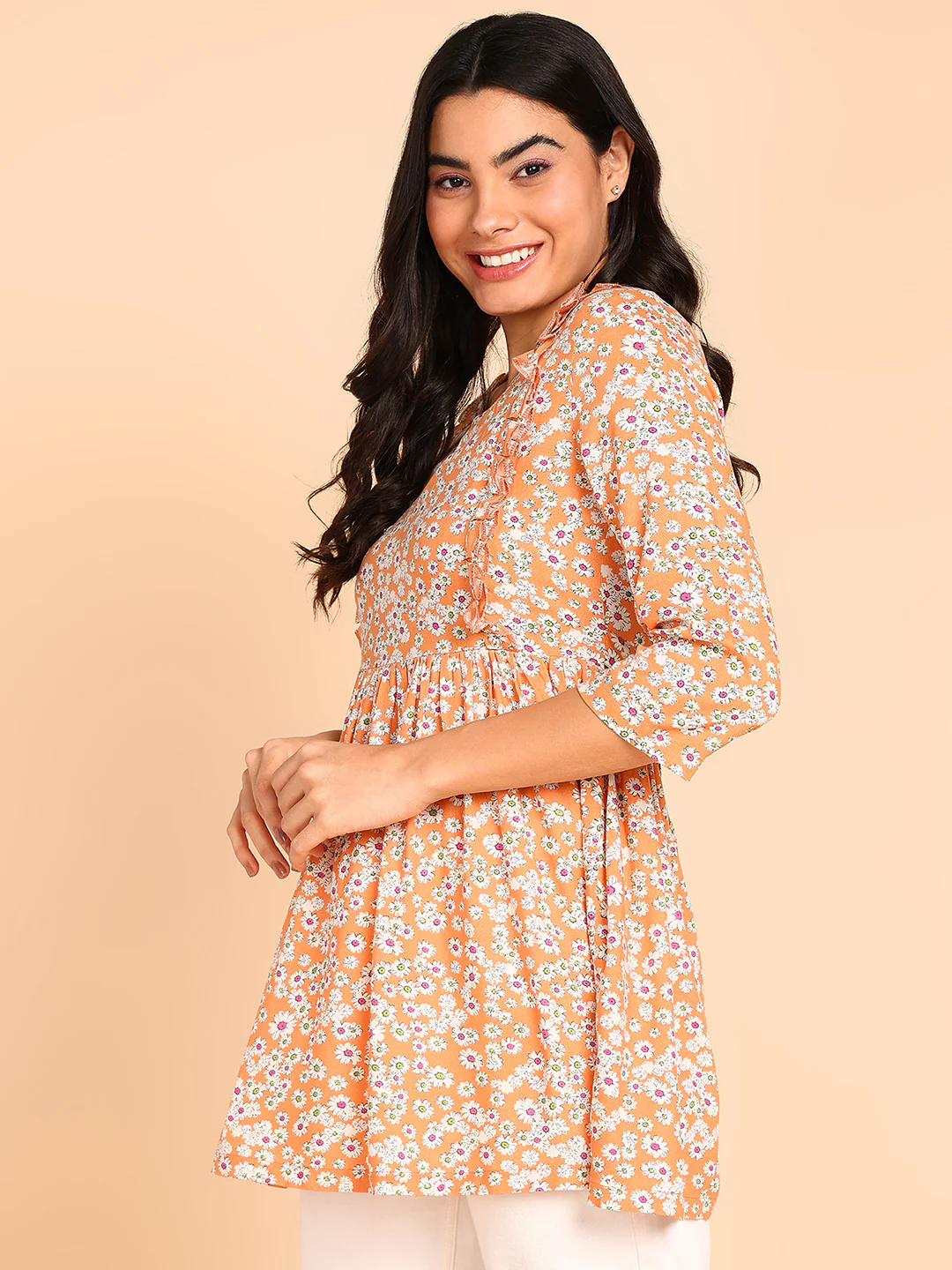 Elsa Cantaloupe Maternity Short Top with Pocket - Image 6