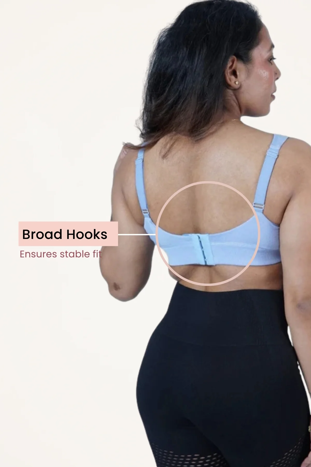 Fixed Padded Modal Maternity Feeding Bra with Support - M-Blue - Image 4