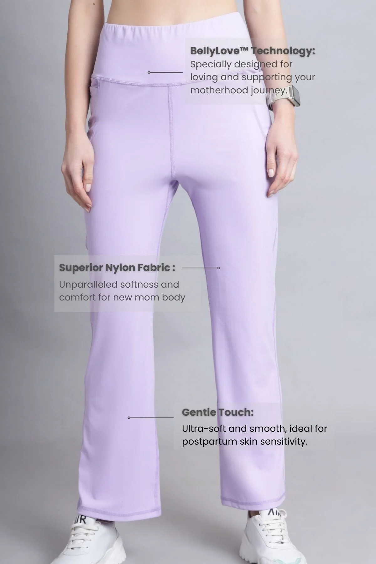 High Waisted Gentle Compression Lavender Postpartum Pants - Image 10