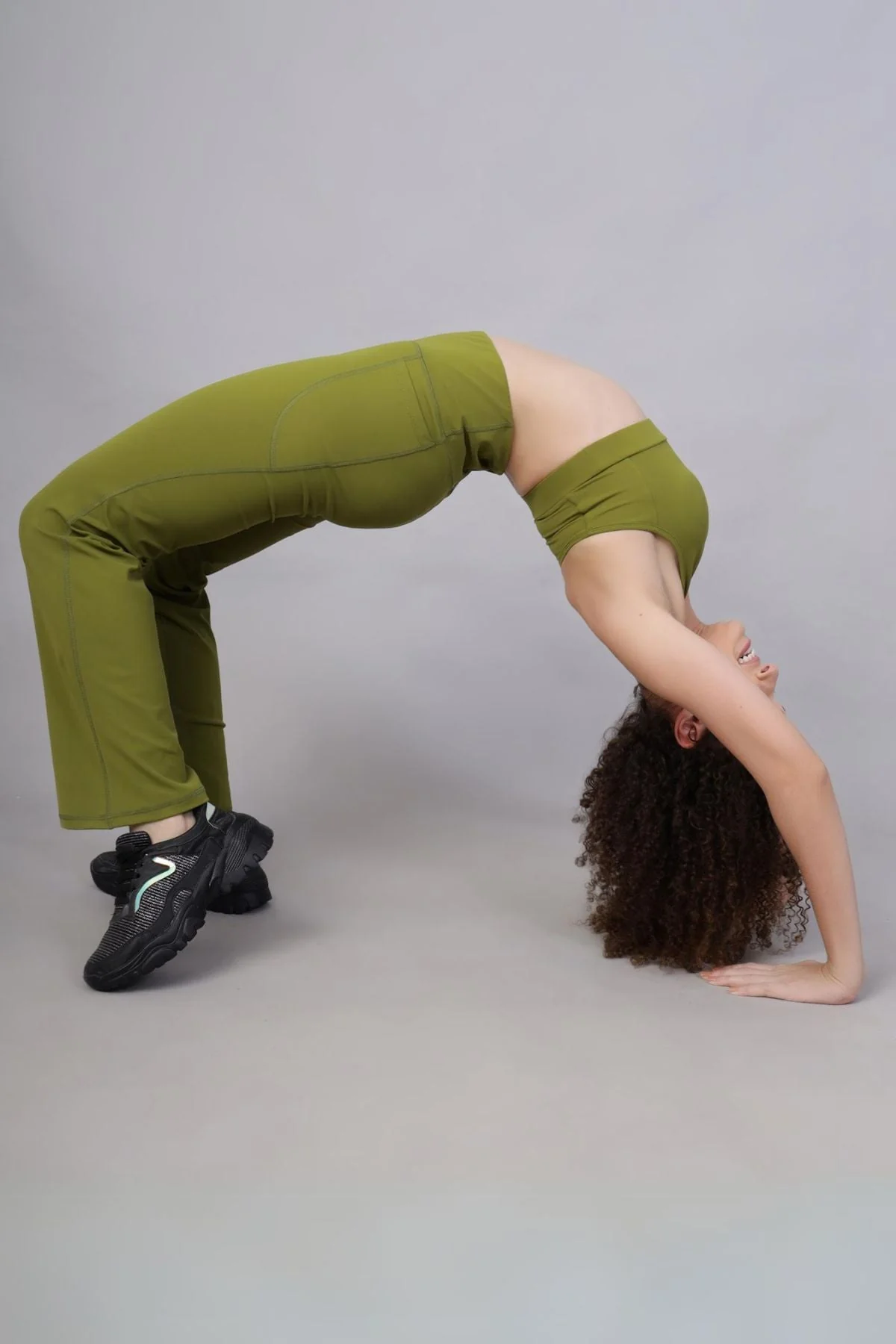 High Waisted Gentle Compression Olive Postpartum Pants - Image 11