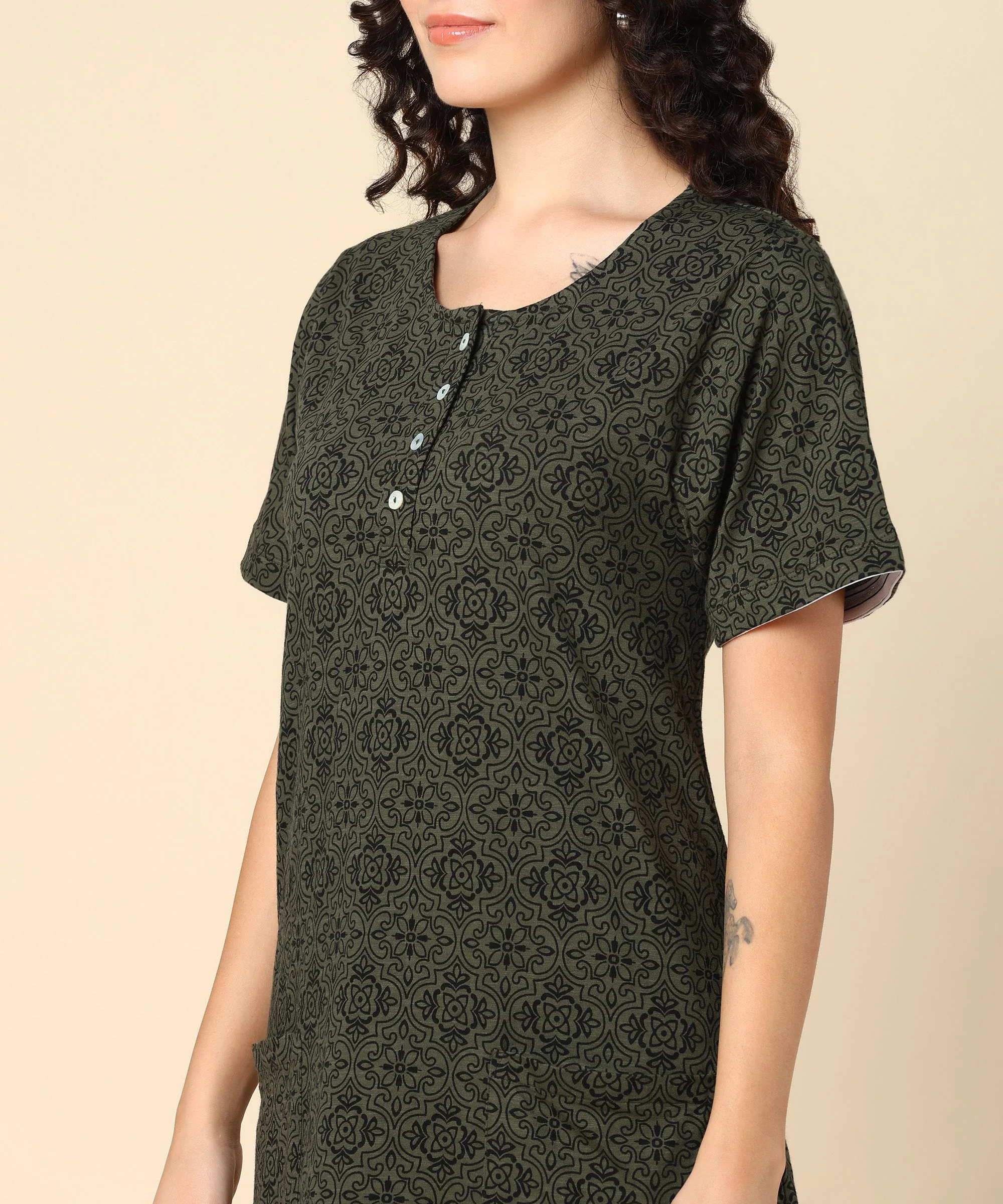 Forest Green Zipless Feeding Dress - Image 12