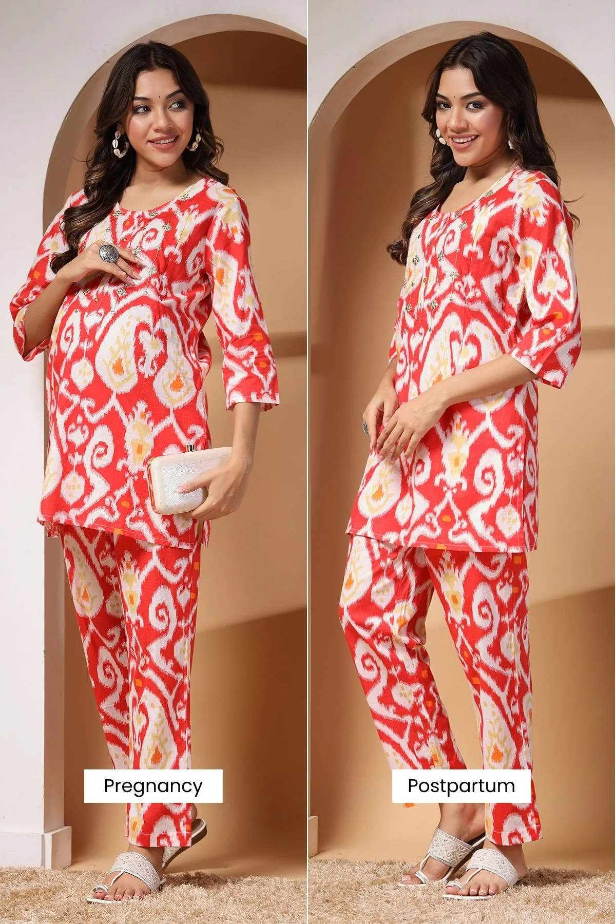Ikat Illusion Maternity and Feeding Friendly  Kurta Set - Image 3