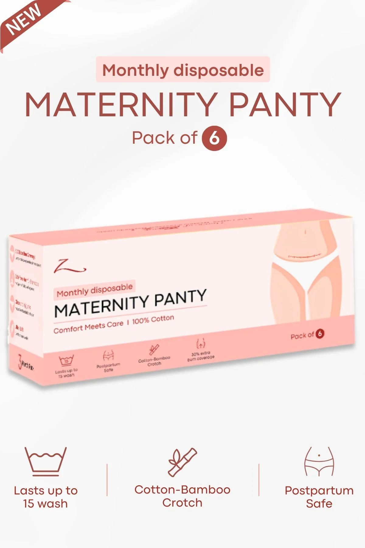 Monthly Disposable White Maternity Panty (Pack of 6) - Image 8