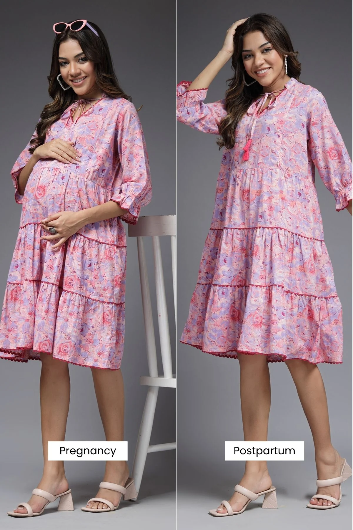 Pastel Paradise Maternity & Feeding Tier Dress - Image 3